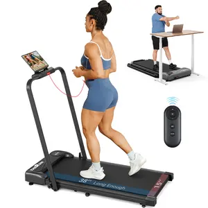 Handrail Walking Pad, THERUN 2 in 1 Foldable Under Desk Treadmills for Home, with 2.5HP and 265 lbs Weight Capacity Remote Control LED Display