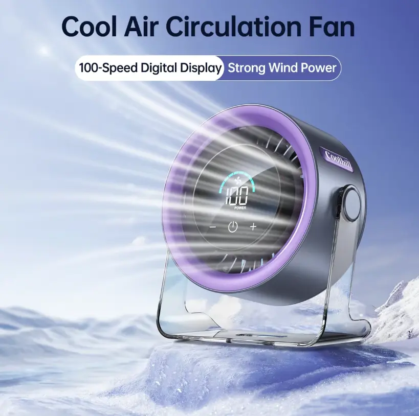 Desktop Fan Turbo Table Fan, Travel Vacation Essentials for Office, 100-Speed Digital Display, Low Noise, Rechargeable Battery,Dual Adjustment Modes,Portable Quiet Cooling Fan,Tech Gadgets for Office Work Accessories desk mini power outage multifunctional