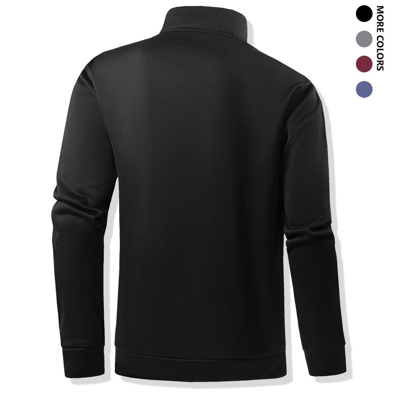 Men's Thermal Zip-Up Sweater - Half-Zip & Stand Collar Long Sleeve Sweaters,  Travel & Casual Attire - Ideal for Layering & Cold Weather - Fleece-Lined Casual Pullovers with Zipper Details, Suitable for All Seasons, Winter Sweater for Men