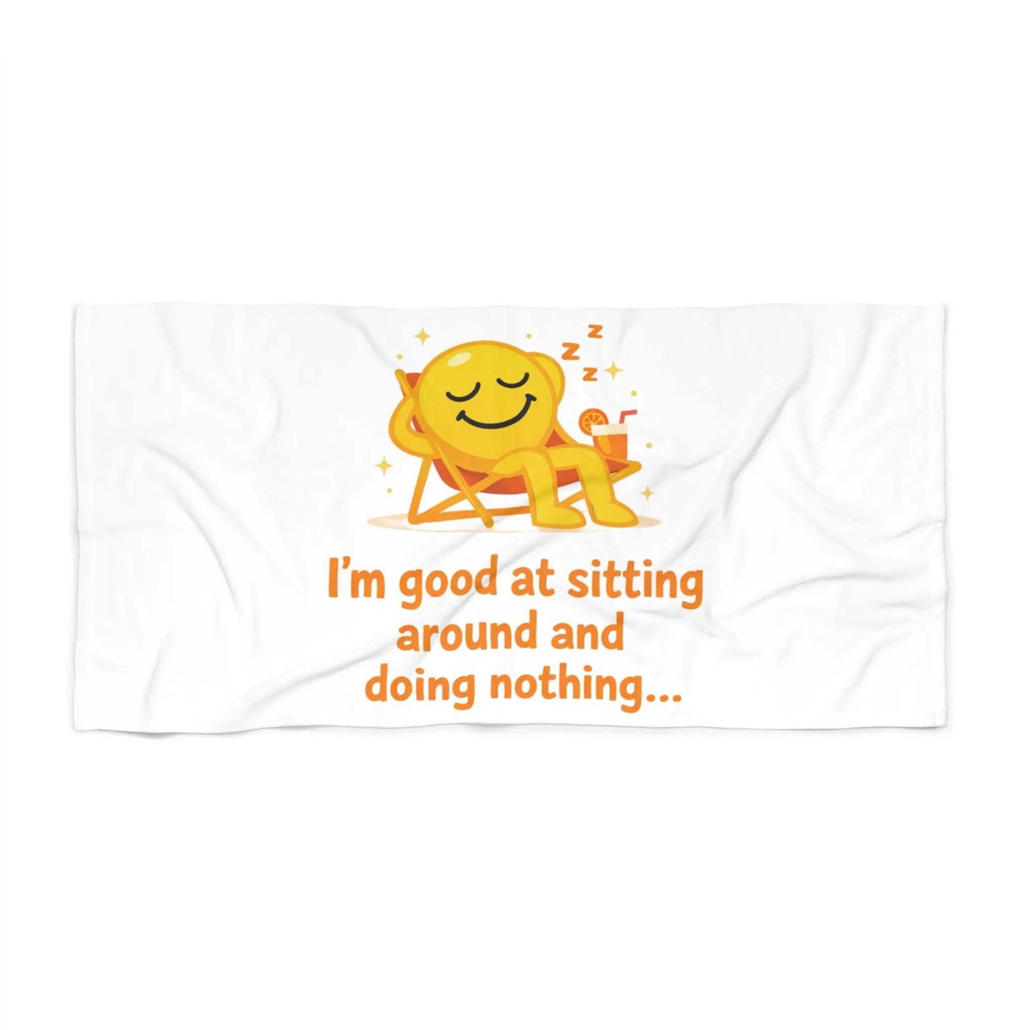Relaxing Sun Emoji Sitting Around Doing Nothing Beach Towel | Funny Summer