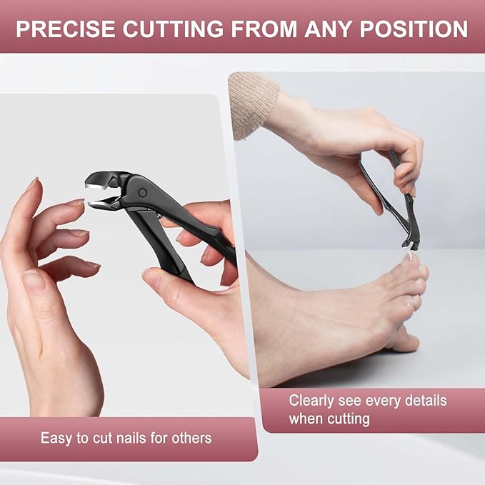 Extra-long handle nail clippers - elderly nail clippers - enhanced nail scissors suitable for thick and hard nails - curved toe nail clippers - wide-opening anti-splash design with storage compartment - precision stainless steel one-piece molding