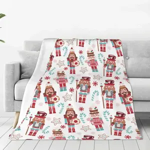 Aura Blankets Holiday Christmas Cute Nutcracker, Blankets Flannel Autumn Biscuits And Sweets Throw Blankets for Bed Couch Plush Thin Quilt
