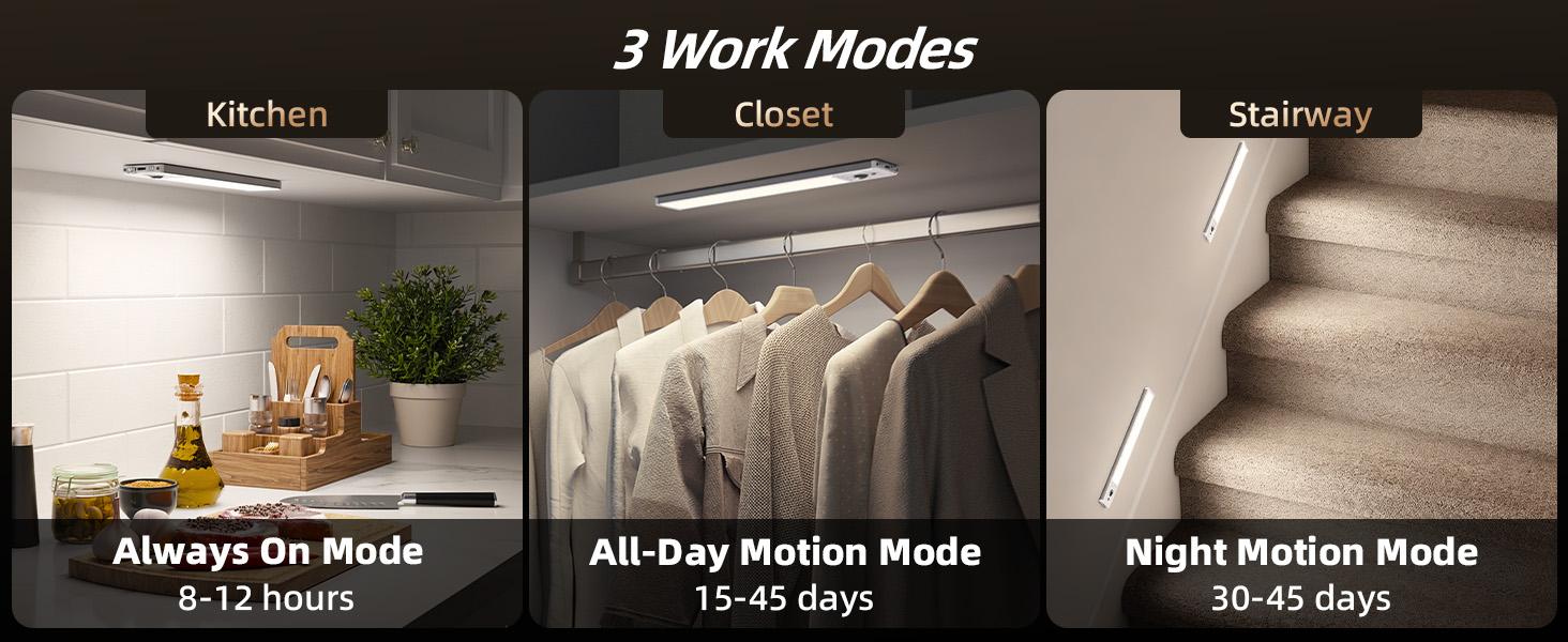 EZVALO Under Cabinet Lights, Motion Sensor Light Indoor, 2400mAh USB Rechargeable LED Closet Lights with Remote, Timer, Dimmable Magnetic Installation Lighting for Kitchen, Wardrobe, Cupboard, Pantry, Hallway, Garage, Stairs, Valentine's Day Gift