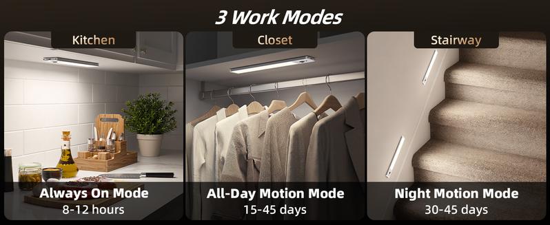 EZVALO Under Cabinet Lights, Motion Sensor Light Indoor, 2400mAh USB Rechargeable LED Closet Lights with Remote, Timer, Dimmable Magnetic Installation Lighting for Kitchen, Wardrobe, Cupboard, Pantry, Hallway, Garage, Stairs, Valentine's Day Gift