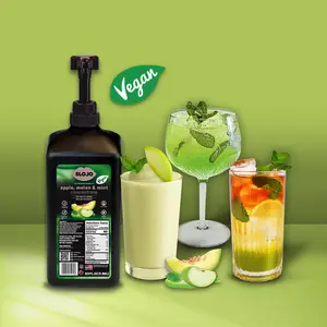 SLOJO Apple Melon Mint Concentrate – Plant-Based Flavor Syrup for Cocktails, G&T’s, Spritzers, Smoothies & Iced Tea – Made with Cane Sugar, No Artificial Flavors or Colors, Caffeine Free, Kosher, 63 fl oz (1.86L), Made in USA