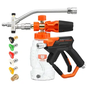 RIDGE WASHER Pressure Washer Gun Foam Cannon with Dual Connector Accessory, Double Tip Attachment for Foam Blaster, Stainless Steel Car Wash Foam Gun, 1/4" Quick Connect, 4000 PSI