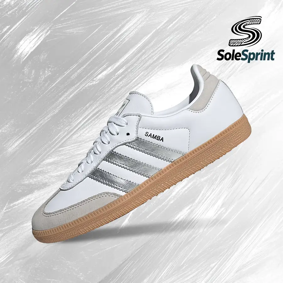 Adidas Samba OG Women's White Silver Metallic Grey Lifestyle Sneakers - Shock-Absorbent Running Shoes, Gym to Streetwear Casual Wear, Vintage, Back to School, JI2725,shoes for back to school,back to school shoes