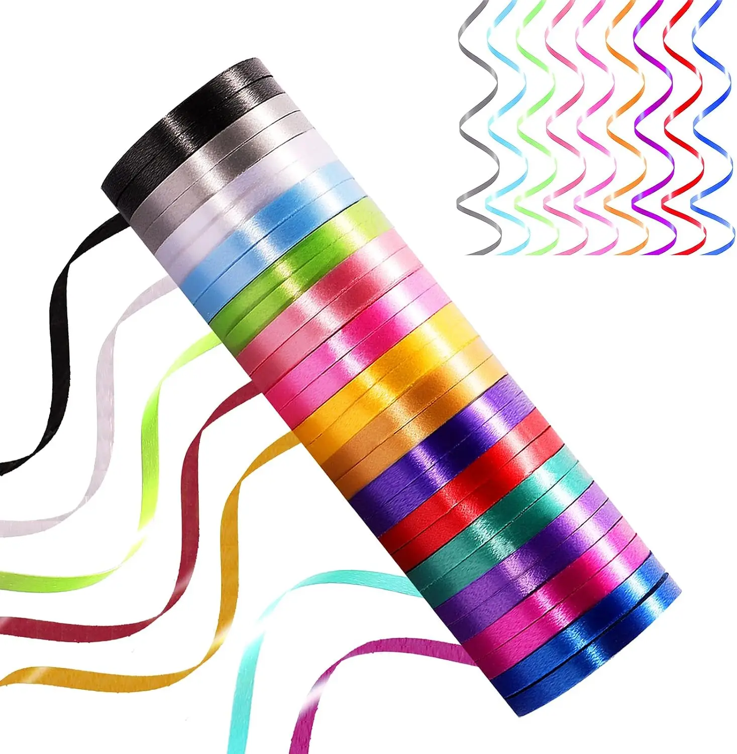 30-Pack Curling Ribbon for Crafts & Wrapping - 11yd/3/16in (33ft Length), Separate Rolls, Curls Easily, for Party Decorations, Birthday Party Decor, Celebration (Set1)
