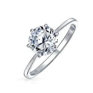 1.25CT 6 Prong AAA CZ Solitaire Engagement Ring .925Sterling Silver