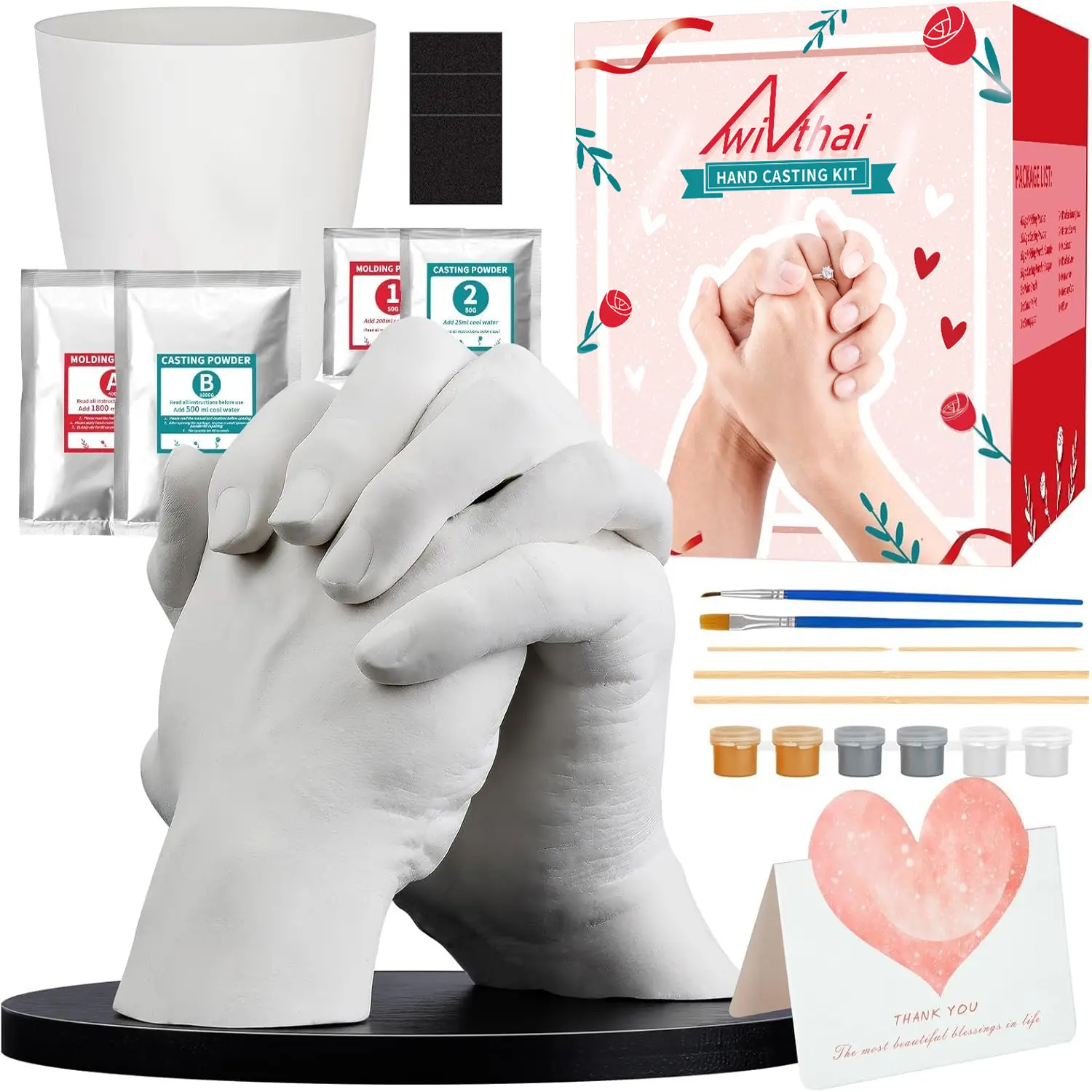 Hand Casting Kit, Couples with Practice Kit, Hand Mold Kit for Adults & Kids, Romantic Anniversary Wedding Birthday for Her or Him,Boyfriend Girlfriend Unique Gift Gold Care tiktokshopbacktoschool