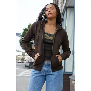 John Galt Women's Brown Zip Up Hoodie