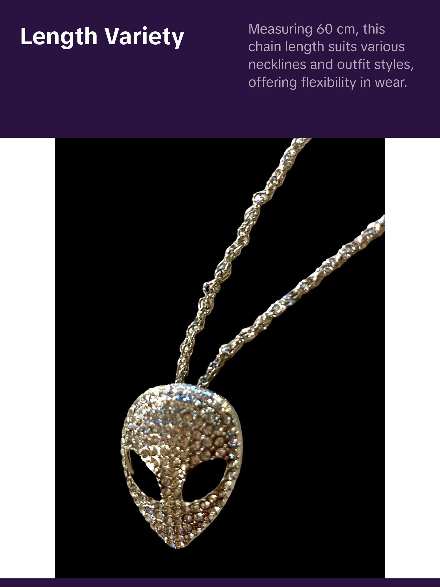 Cosmic Bling Rhinestone Alien Pendant Necklace