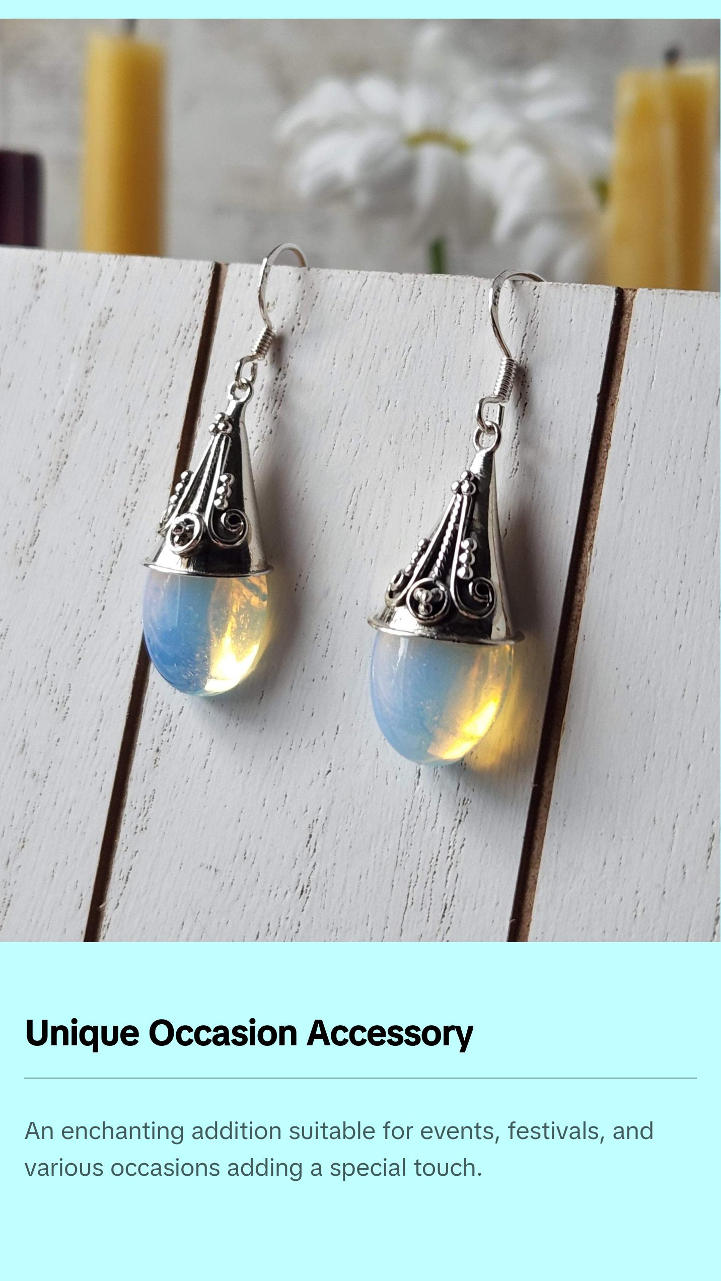 Opalescent Iridescent Teardrop Earrings | Sterling Silver Victorian-Inspired Magic