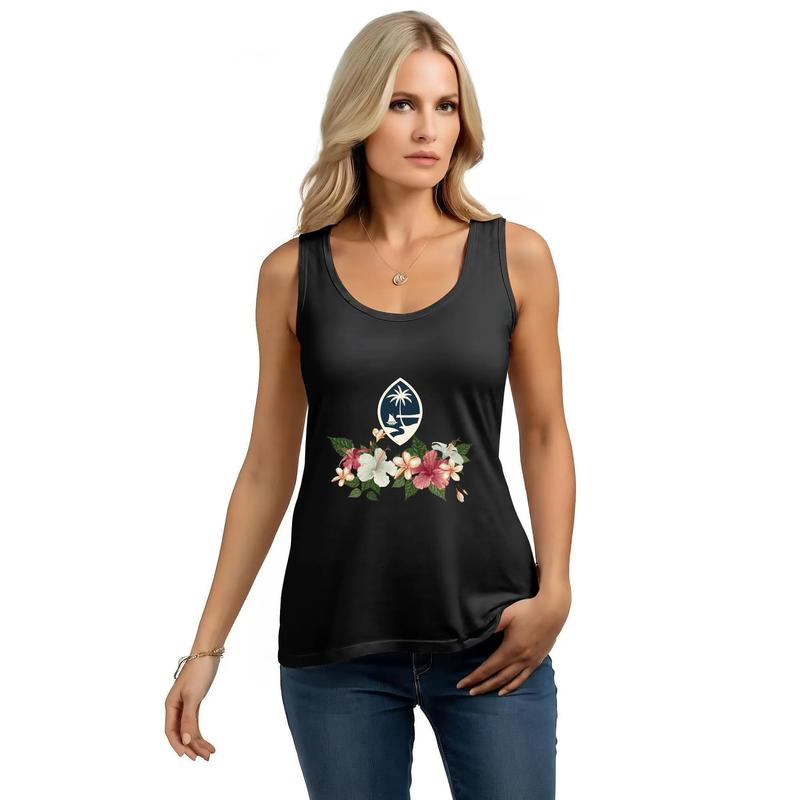 Hawaiian Floral Graphic Tank - Unisex Cotton Tropical Top