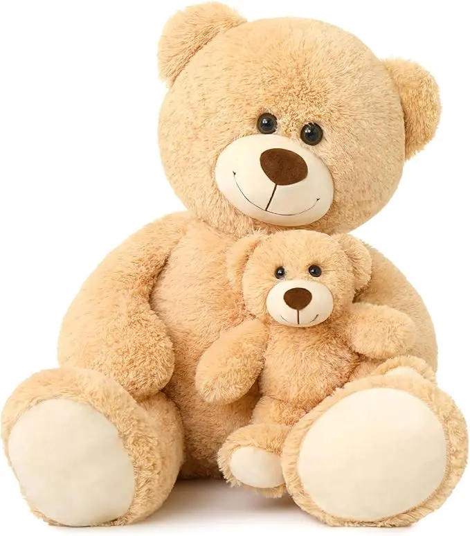 Big Teddy Bear Stuffed Animal Big Teddy Bear Mama with Baby Giant Teddy Bear Stuffed Animal Bear for Kids, Girlfriend on Mother's Day, Valentine's Day, Christmas(100CM,Light Brown)