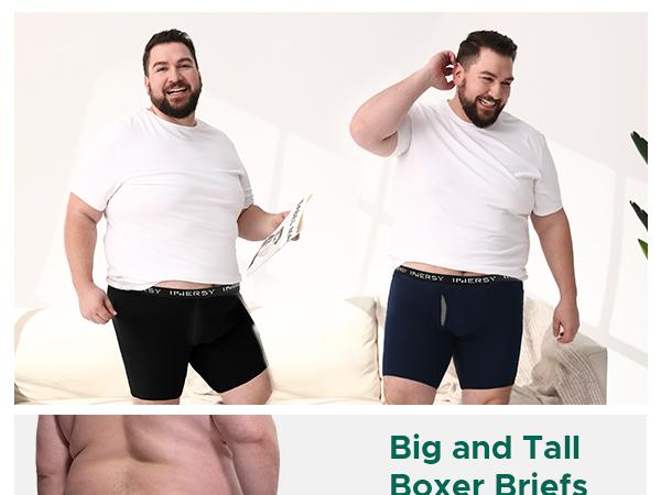 INNERSY Men's Cotton Plus Size XL-5XL Boxer Briefs 4 Pack casual breathable menswear underwear