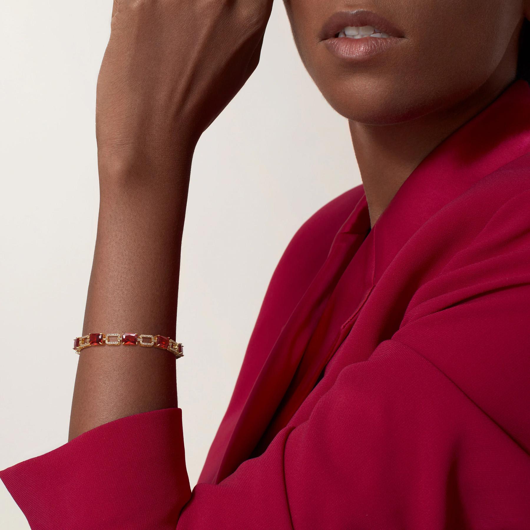 Turandoss Emerald Tennis Bracelet – 14K Gold Plated, Sparkling CZ, Adjustable Fit, Perfect Christmas Gift