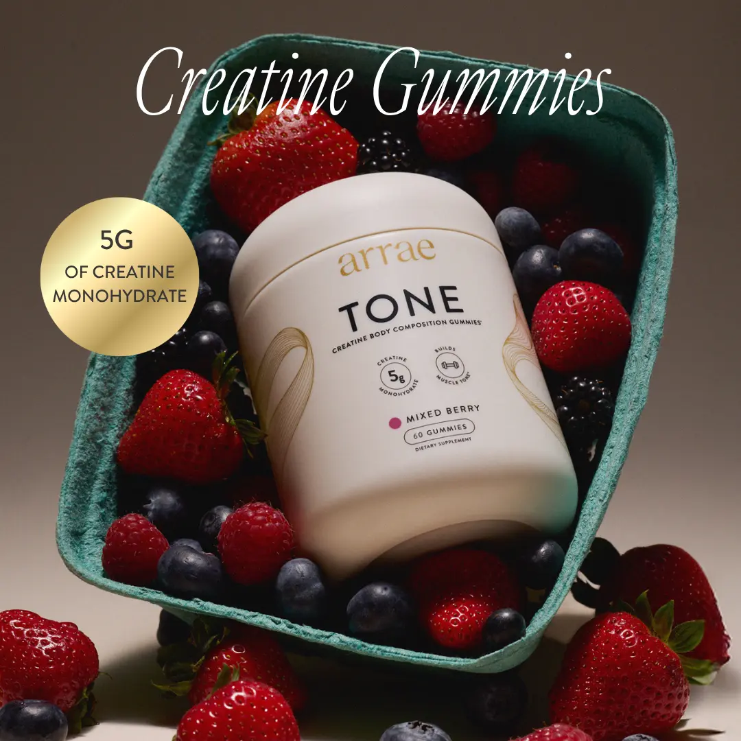 Arrae Mixed Berry Tone | Women’s Creatine Monohydrate Gummies | Gut-Friendly Formula | Mixed Berry Flavor | 15-Day Supply Healthcare Dietary Supplement Edible