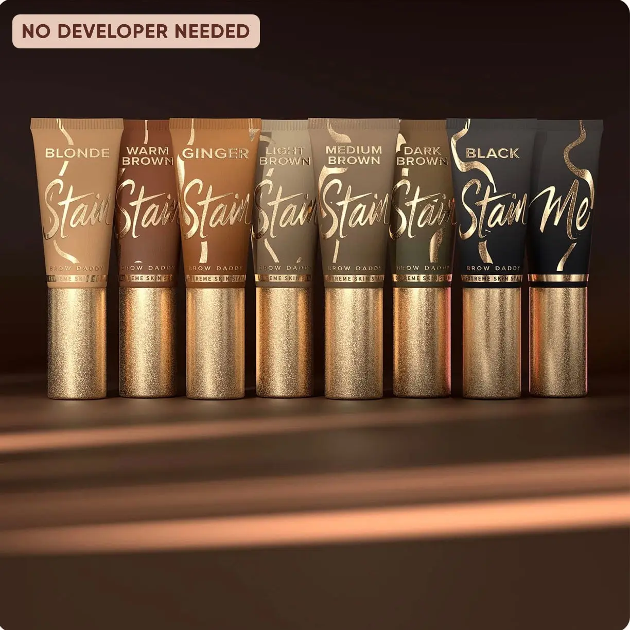 BROW DADDY STAINME Extreme Skin Stain Brow Styler Gel Makeup Product, Chocolate-Honey & Ginger Shades Multi-Pack (7 Colors), Blendable, Long-Lasting, No Developer Needed Eyebrow Tint, Makeup Products, Hypoallergenic, Seven Colors