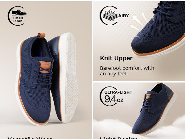 Bruno Marc [KnitFlex Craft] Men's Knitted Wingtip Oxford Shoes