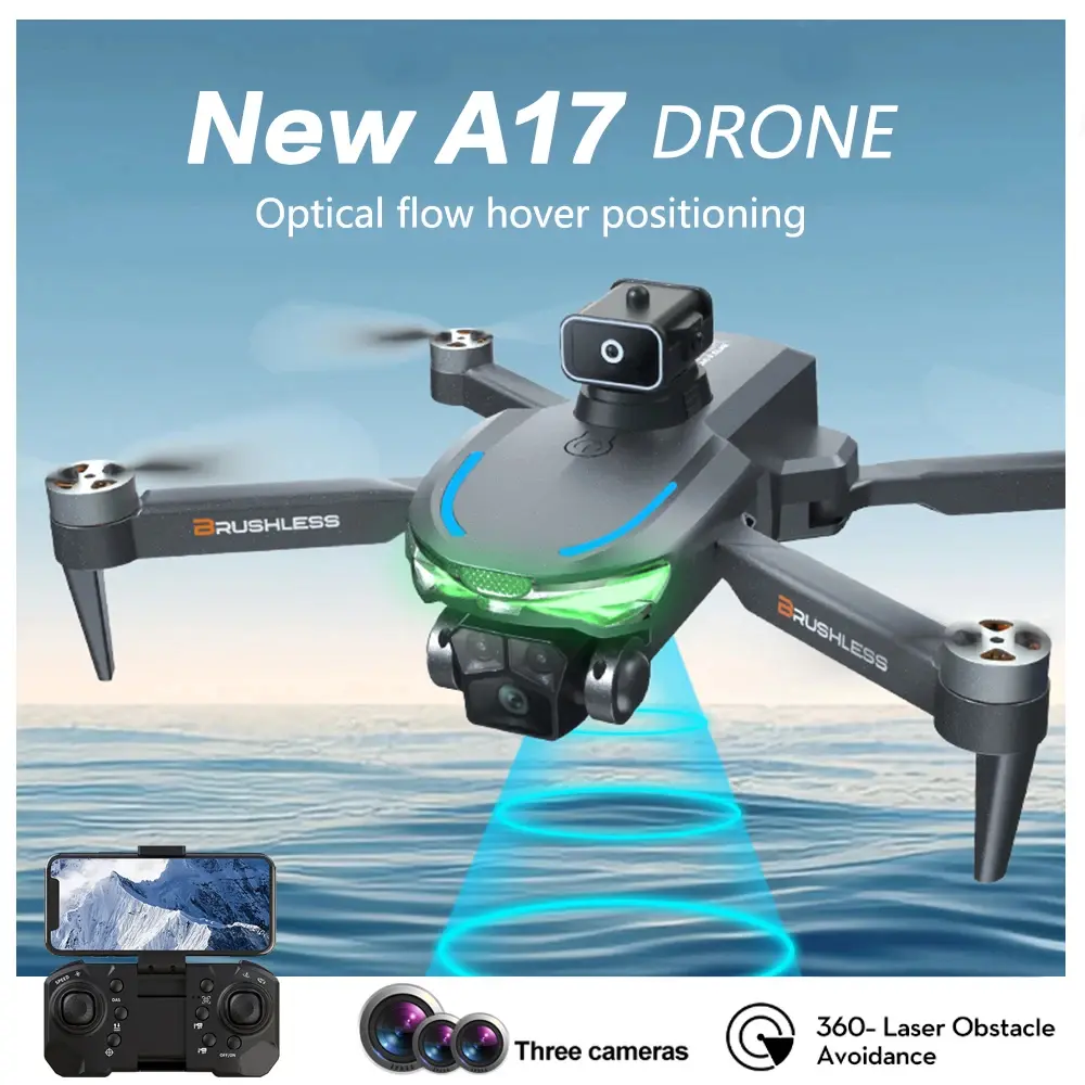 UNO1RC NM59934 Lightweight Folding RC Drone Toy - Remote Control, Wi-Fi FPV, 360-Deg Laser Avoidance, Brushless Motor, 4K HD Dual Cameras, Optical Flow Localization, Recording, Fast Charging (Gray & Silver)