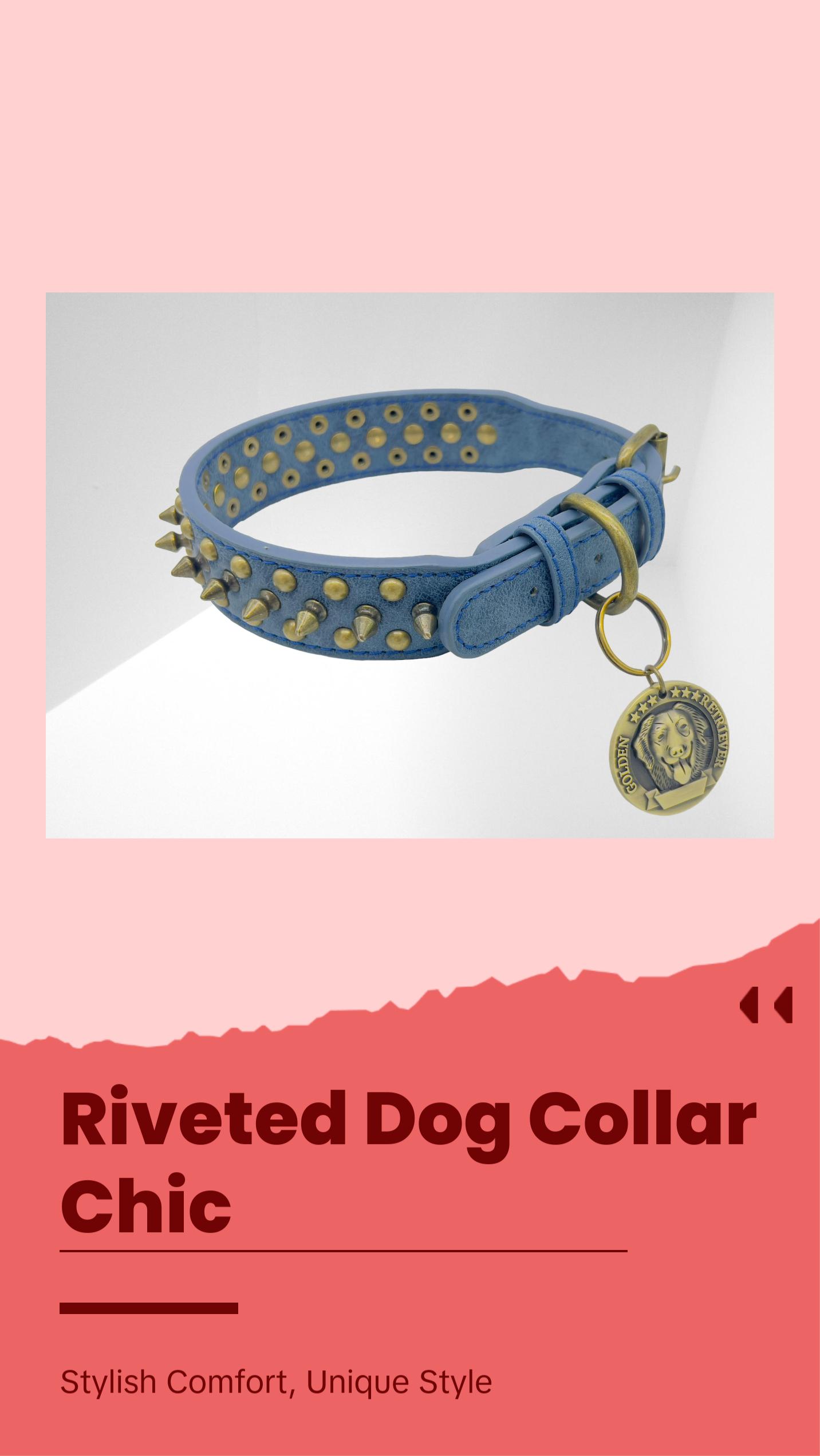 JACK Rivets Handmade PU Leather Dog Collar