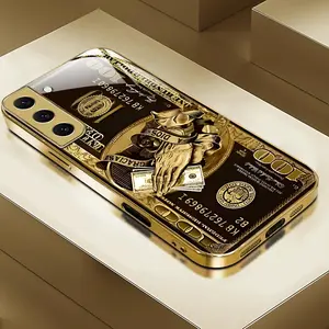 Suitable for Galaxy S22 Plus case new luxury gold-plated high-definition glass phone case, skin friendly, comfortable, shockproof, scratch resistant, affordable all inclusive phone cases-D67