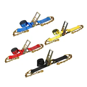 4" x 40', 50', 60' Custom Ratchet Straps With Chain Extensions