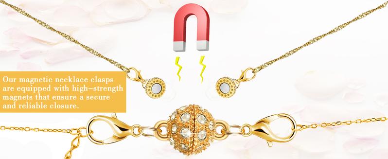 Magnetic Necklace Clasps 14K Gold Silver Lobster Clasp 12Pcs Jewelry Extender Easy Use Rustproof Closures for Necklaces Bracelets Crafting