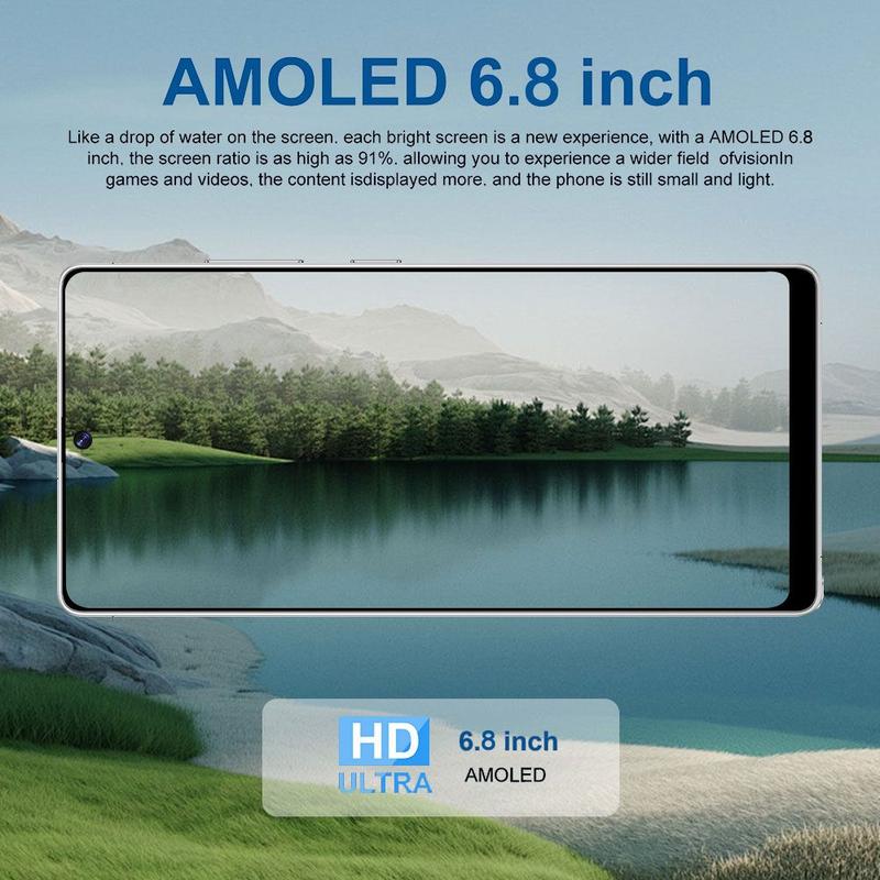 8+256GB Unlocked Smartphone, 6.8" HD+ Display, I24 5G Ultra Unlocked Phone, Built in Pen, 6000mAh Battery /Face ID+Fingerprint Lock/Dual SIM