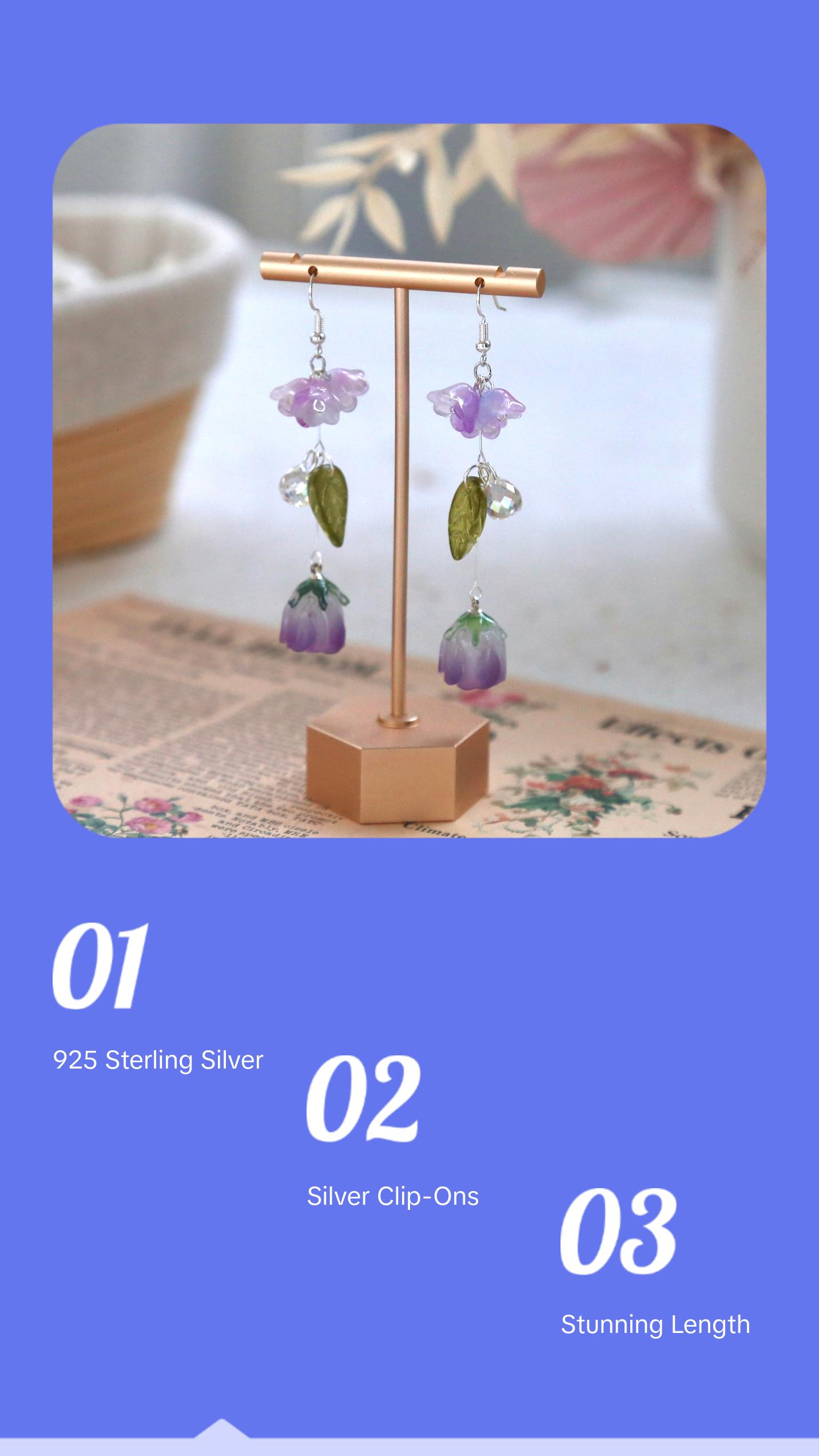 Purple Rose Earrings