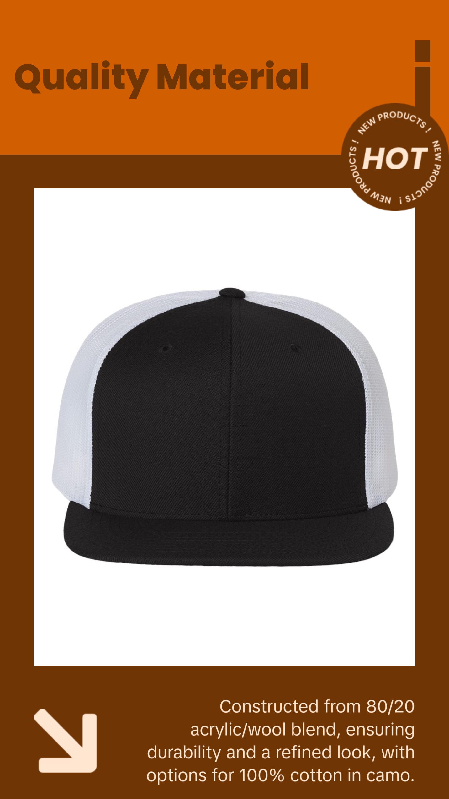 Custom Leather Patch Hat Richardson 511 Flat Bill