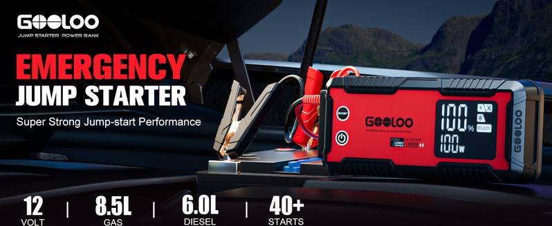 GOOLOO GT4000S Jump Starter 4000 Amp Car Starter 100W Two-Way Fast-Charging Portable Car Battery Charger Booster Pack for 10L Diesel and 12L