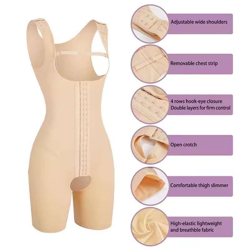 Women's Full-Body Shaper Tummy Control Adjustable Closures Bust-Lifting