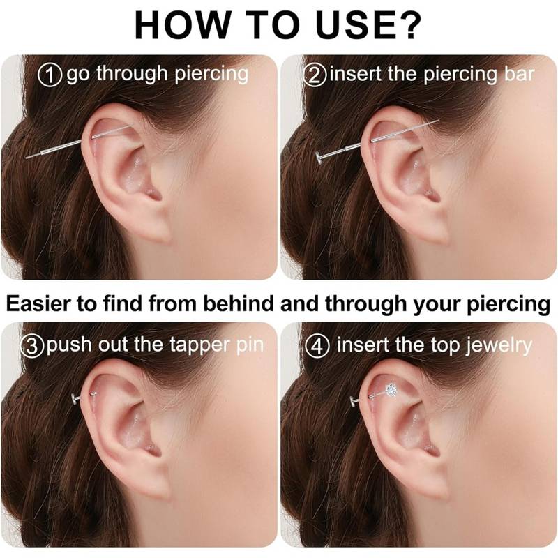 Body Jewelry Changer Kit - 16G/18G/20G Stainless Steel Guide & Beaded Gripper for Earrings, Nose Rings, Lip Studs - Fits Internally Threaded, Externally Threaded & Push-Tool Jewelry New & Upgraded Bead Gripper