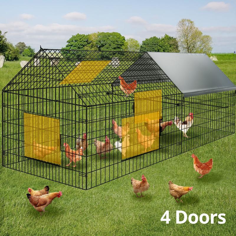PawGiant 86''x40''Chicken Coop Large Metal Chicken Cage House Waterproof
