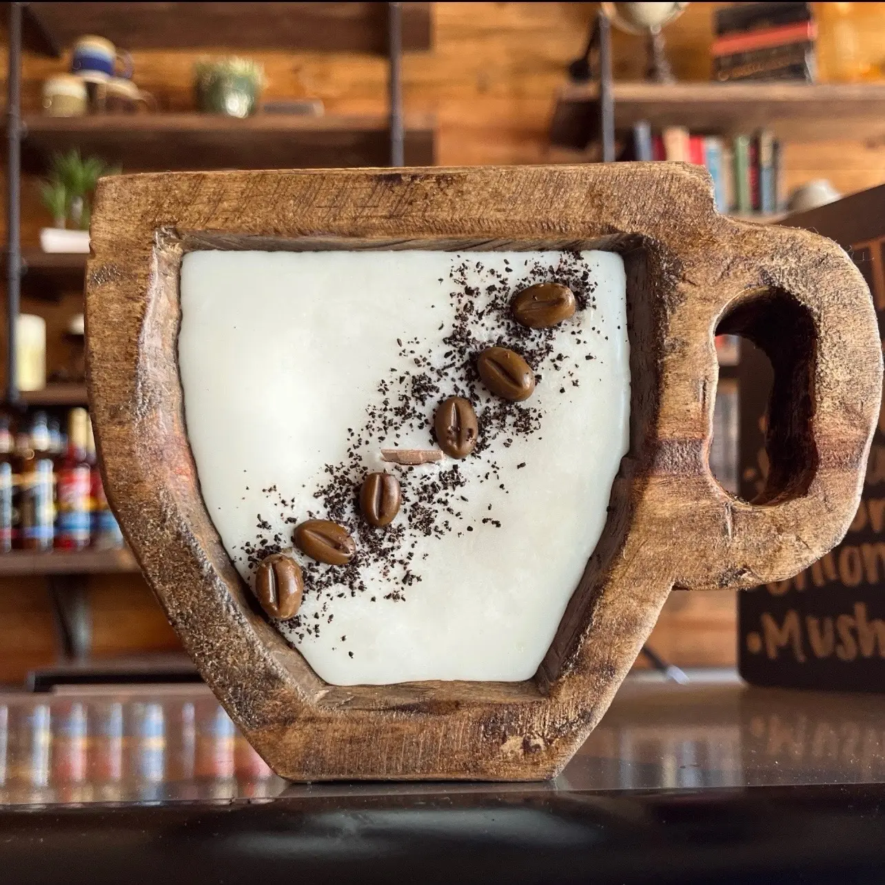 Coffee Candle | Wooden Candle | Gift | Holiday Gifts | Dough Bowl Candle | All Natural Non-Toxic Candle l