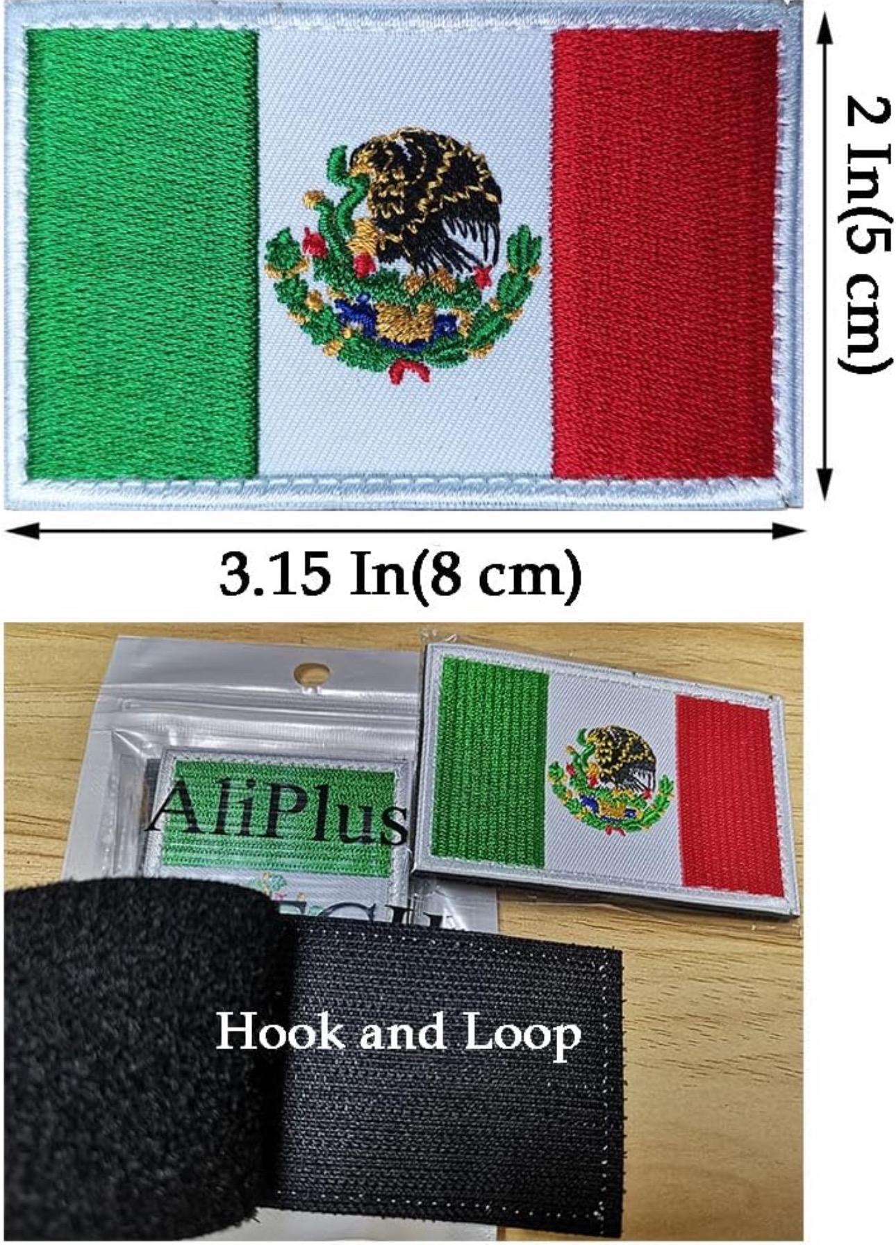 2/4pcs Mexican Flag Embroidered Patches - Vibrant Green, White & Red Design with Eagle & Serpent Coat of Arms - Iron-On Decor for Backpacks, Hats, and Clothing