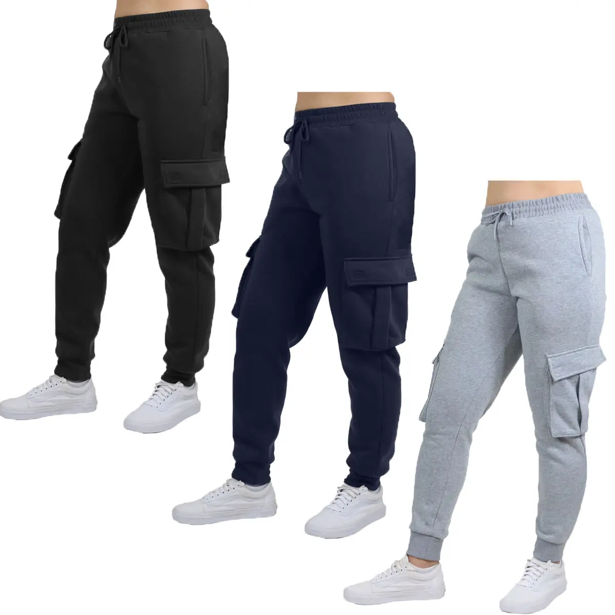 3-Pack Women's Fleece Lined Cargo Jogger Sweatpants (S-2XL)