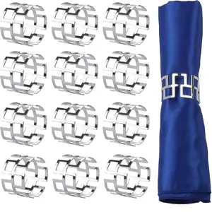 LogHog Alloy Silver Napkin Rings Set of 12, Delicate Napkin Holder Ring Buckles