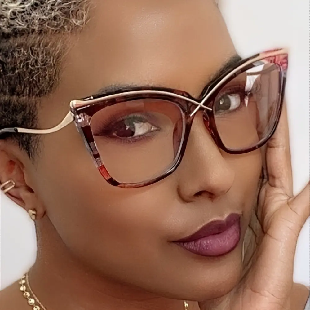 European and American Style Metal Frame Glasses, New Women’s Large-Frame Design Eyeglasses, Fashionable Minimalist Versatile Trendy Accessories