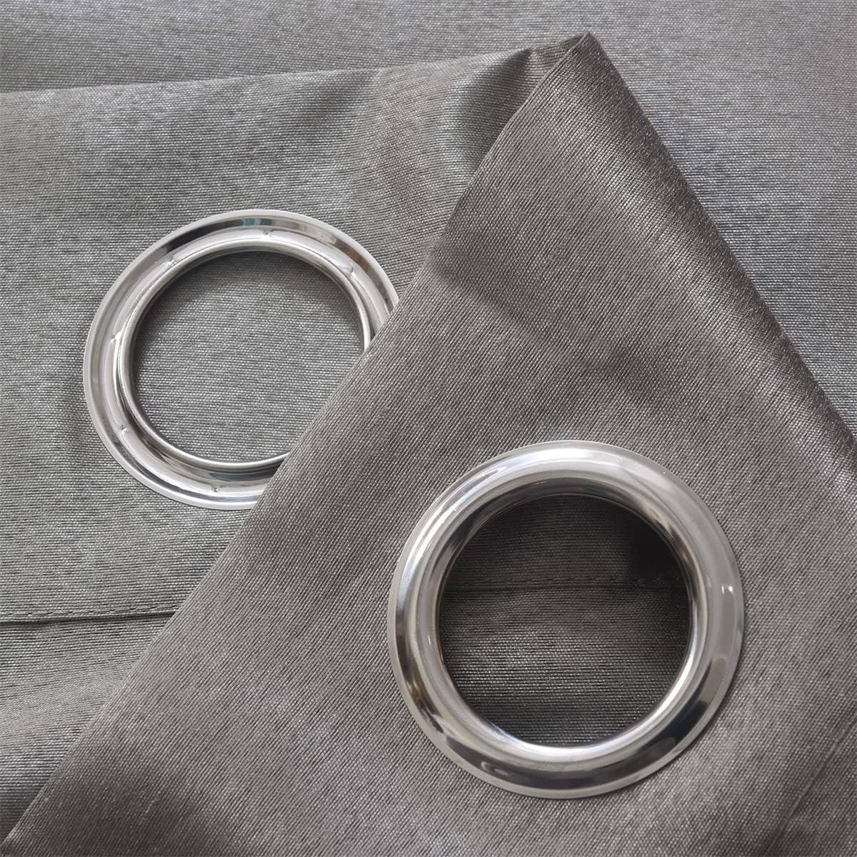 Semi Sheer Faux Silk Curtains, 2 Panels Set with Grommet Top for Light Filtering & Privacy luxury minimalist style drape Textured Room Darkening Curtain Blackout Linen Textured Curtains Semi-Sheer rubber print foil backing langsir bidai blackout sheer Rin