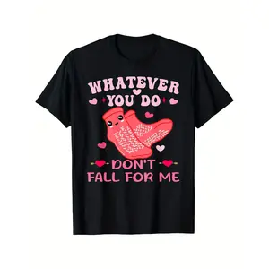 Plus Size - Plus Size 0XL-5XL Women's Funny Nurse T-Shirt - Whatever You Do Don't Fall for Me RN PCT CNA Uniform, 100% Casual Round Neck Short Sleeve with Stethoscope Design, Black with  Pr Same Style for Men Graphic Streetwear