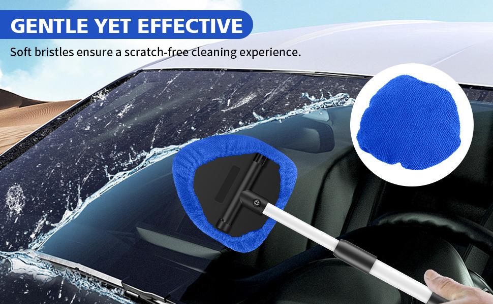 Windshield Cleaner Tool, Car Interior Detailing Cleaning Kit with Extendable Handle and 3 Upgraded High-Density Reusable Microfiber Pads, Auto Glass Wiper Brush Kit for Cars, Blue Windshield Cleaner Tool, Car Interior Detailing Cleaning Kit with Extendable Handle and 3 Upgraded High-Density Reusable Microfiber Pads, Auto Glass Wiper Brush Kit for Cars, Blue