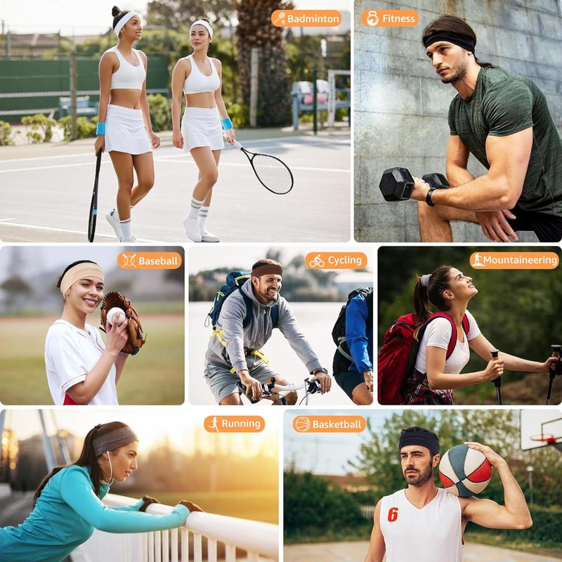 Headbands for Women Non Slip - 7PCS Fashion Sports Hair Bands for Women's  Soft Cotton Cloth Stretchy Headbands for Women for Workout Yoga Running