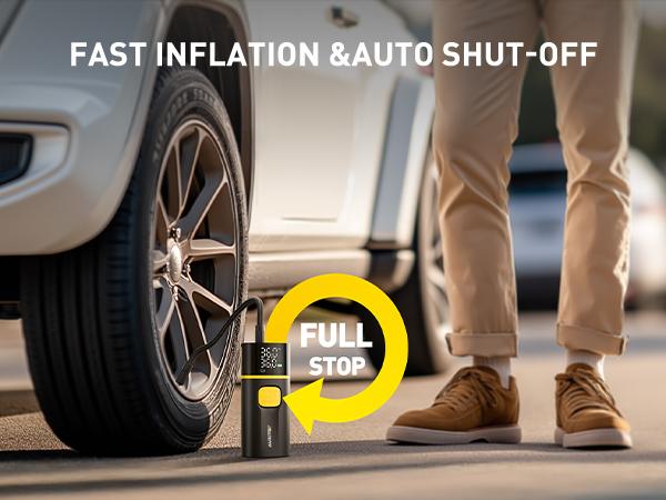 AUXITO A502 Tire Inflator Portable Air Compressor - Air Pump for Car Tires 25000mAh Portable Tire Inflator for Car Bike Motorcycle with Tire Pressure Gauge & LED Light, Car Accessories