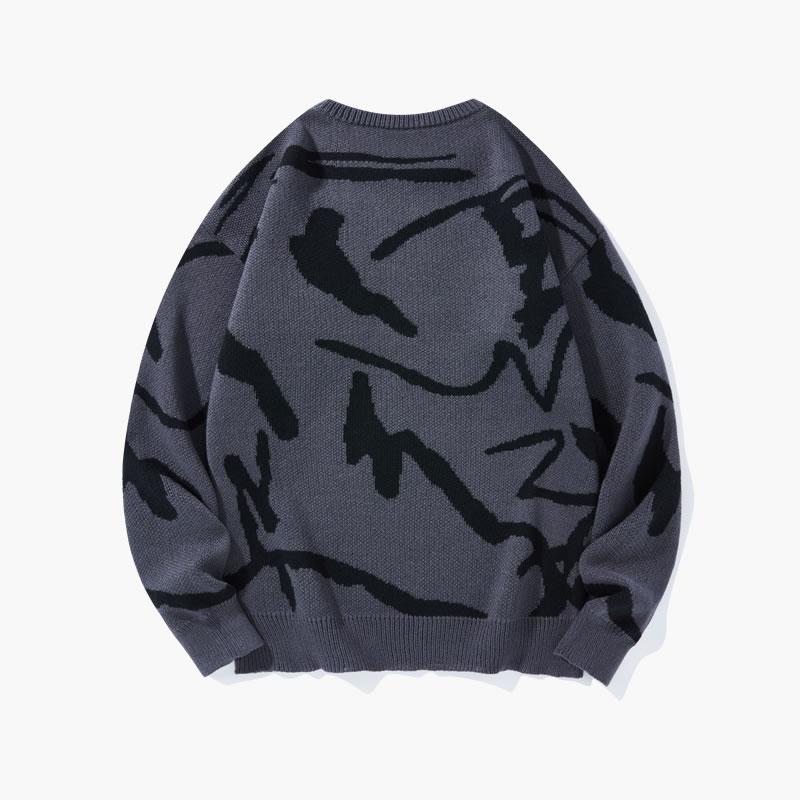 #Springfresh Men's Knitted Long Sleeve Sweater Crew Neck Y2K Graphic Casual Regular Fit Jumper for Fall & Winter Stylish Breathable Pullover Sweater Menswear Outfit Stylish Tops Grey Chinos Aesthetic Loose Fit Crewneck Fashionable Knitwear SpringStatement