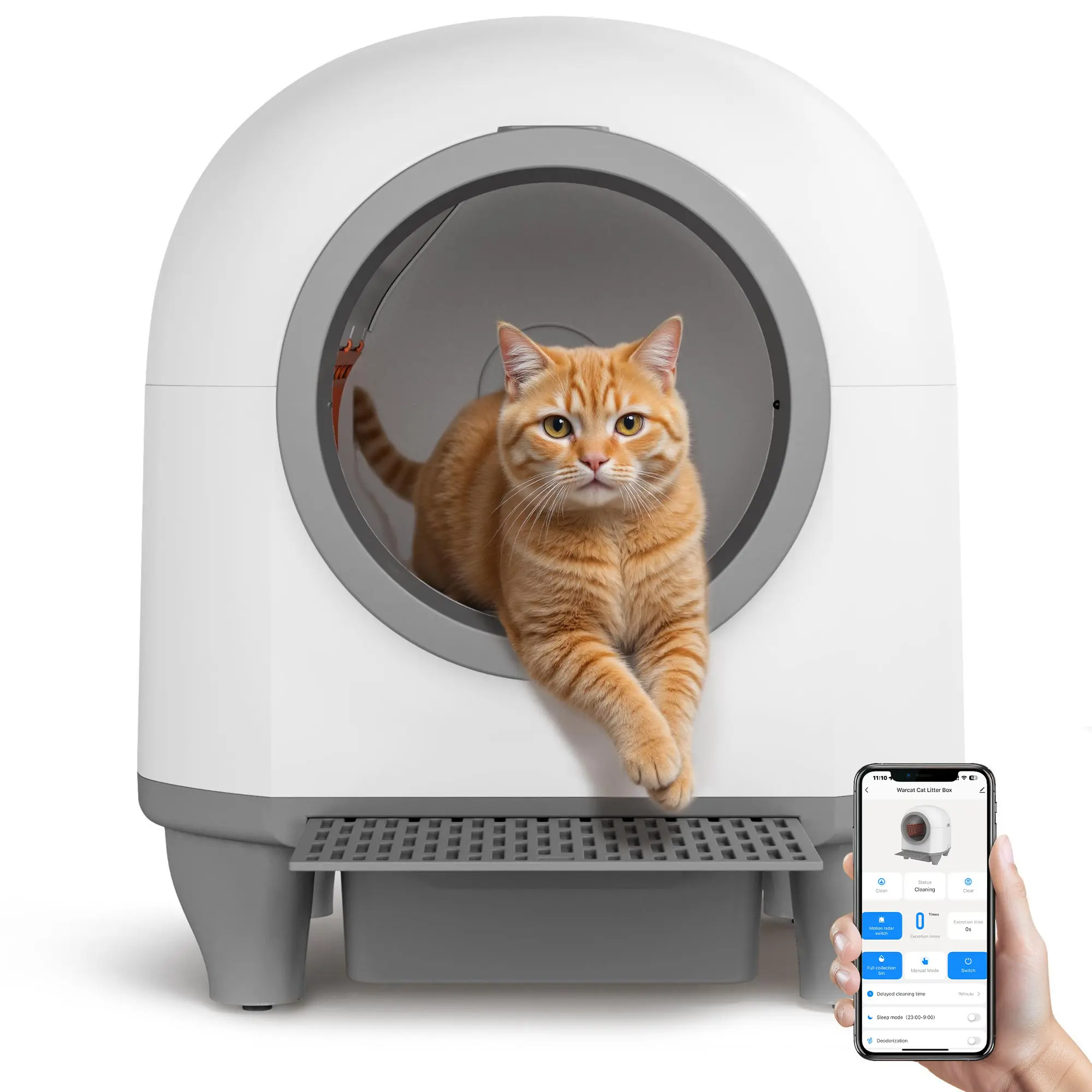 Warcat Smart Low-Noise Auto-Cleaning Litter Box 90L Self Cleaning Cat Litter Box APP-Controlled via 2.4G WiFi with Smart Sensors, Safety Protection, Easy Maintenance, Easy Setup & Clean #tiktokshopsummersale #summersale,back to school