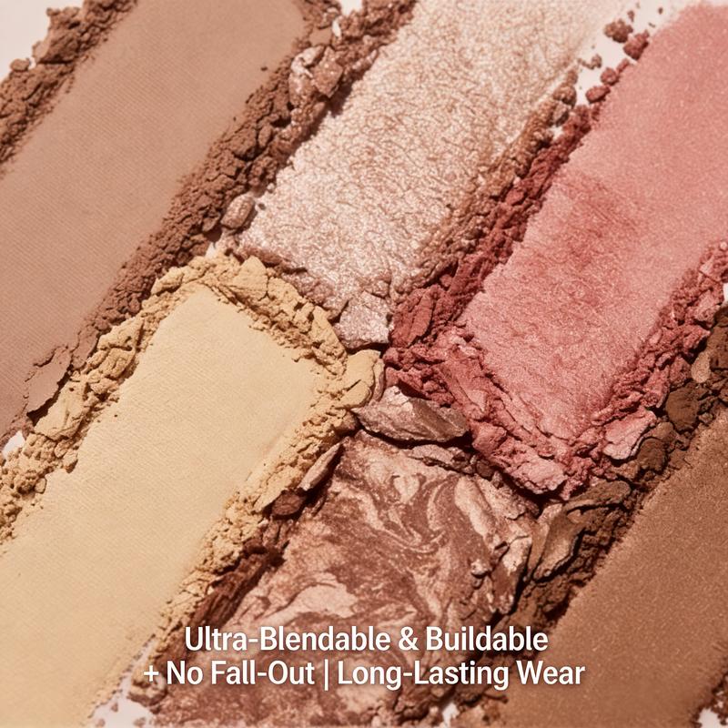 VOTIORS Full Size Baked Multi-Functional Makeup Palette | 4-in-1 Contour, Blush, Highlighter & Eyeshadow Palette | Travel Essential for Effortless On-the-Go Makeup