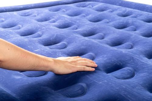 18 Inch Single Inflatable Mattress with Built-in Pump, Elevated Comfort Air Mattress, Dual Chamber Airbed, 2 Minute Fast Inflate/Deflate Air Mattress for Family Guest Camping, Blue&White